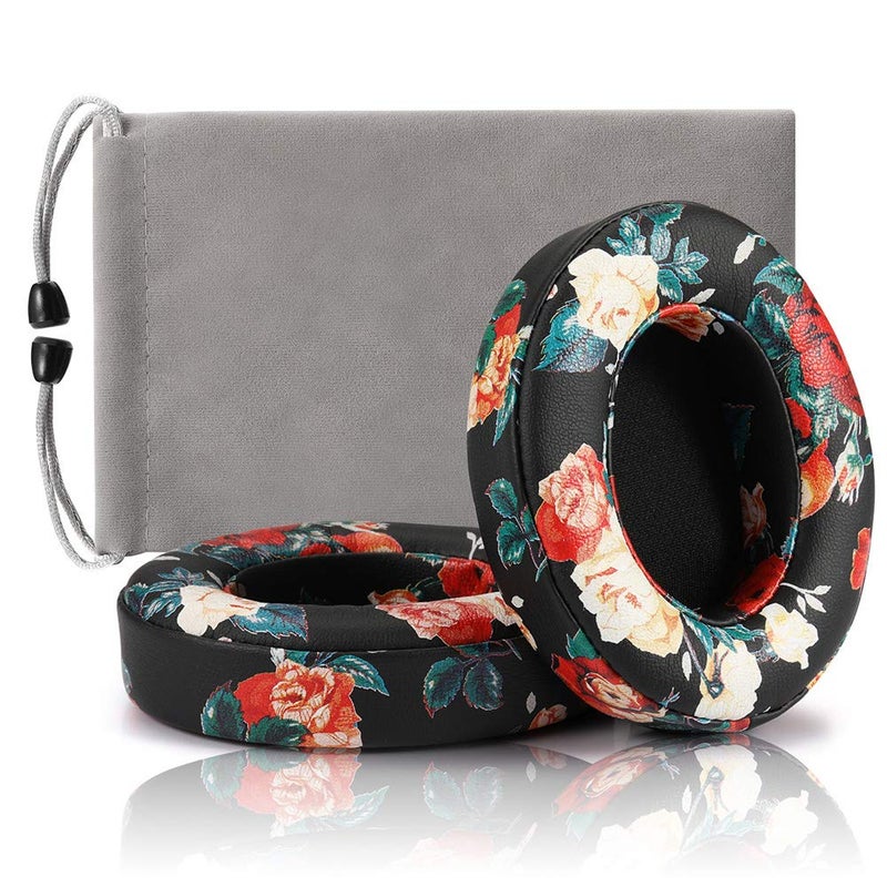 cipher.v Replacement Ear Cushion Pads Cover Compatible with Beats Studio 2.0 and Studio 3.0 Over Ear Headphones only by Dr.DRE-1 Pair(Floral Black) - Image 1